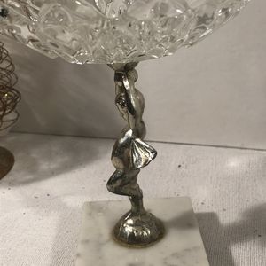 Vintage Cherub Pedestal Candy Dish Marble Base